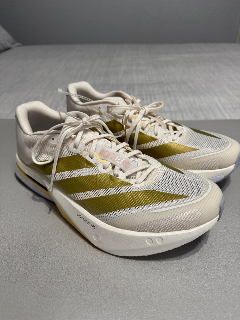 Adidas Adizero Boston 13 Running Shoes White Gold Women’s Size 10 JS4952